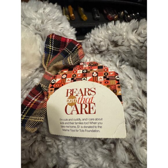 FAO Schwarz Bears With A Cause Gray Plush Teddy Bear With Plaid Bowtie 2017 - Picture 7 of 9